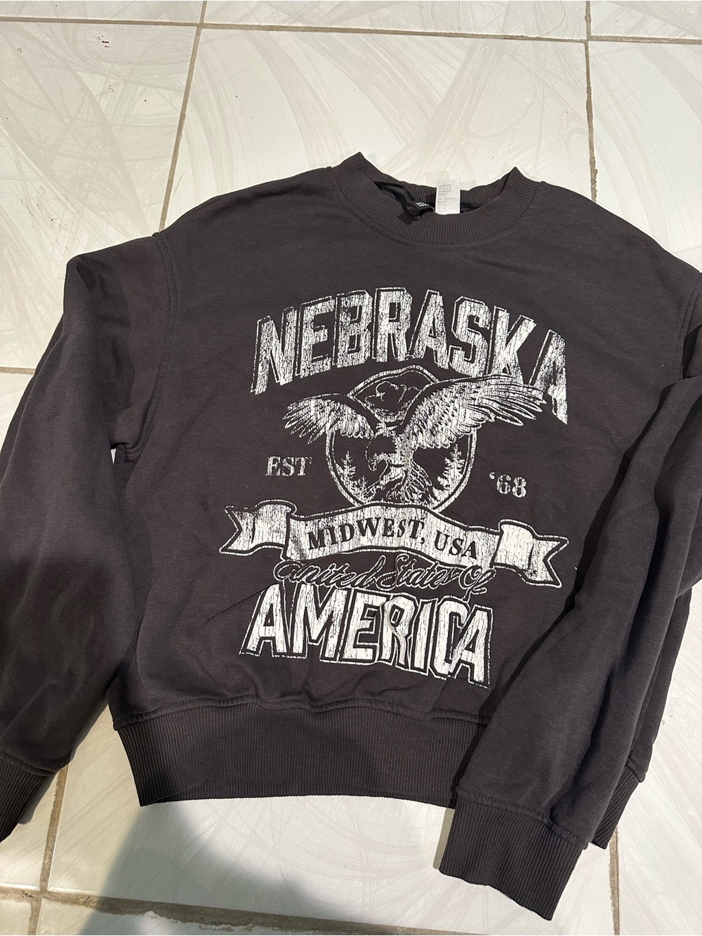 H&M Black Nebraska Graphic Crewneck Sweatshirt